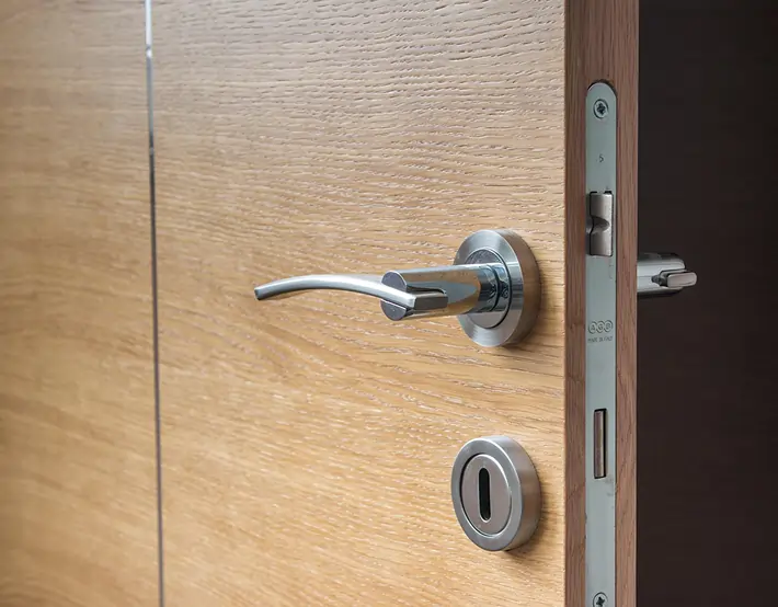 Дверная ручка и замок, символизирующие профессиональное вскрытие дверей